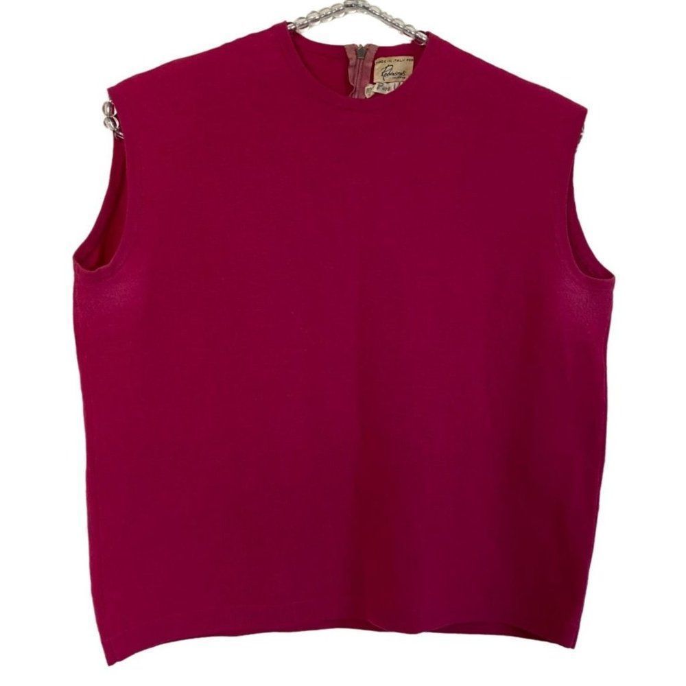 Vintage Robinsons California Womens Sweater Vest 100% Wool Pink Size 14